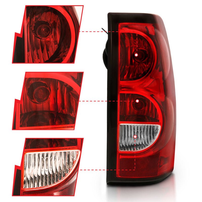 ANZO 2004 - 2007 Chevy Silverado Taillight Red/Clear Lens w/Black Trim (OE Replacement) - CPC Performance