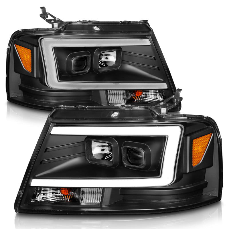 ANZO 2004 - 2008 Ford F - 150 Projector Headlights w/ Light Bar Black Housing - CPC Performance