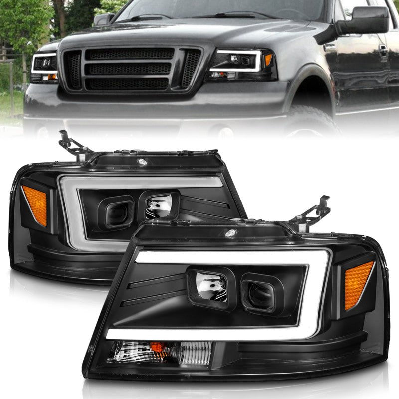 ANZO 2004 - 2008 Ford F - 150 Projector Headlights w/ Light Bar Black Housing - CPC Performance