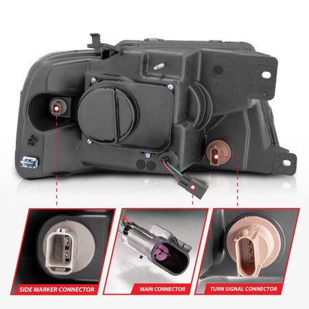 ANZO 2004 - 2008 Ford F - 150 Projector Headlights w/ Light Bar Black Housing - CPC Performance