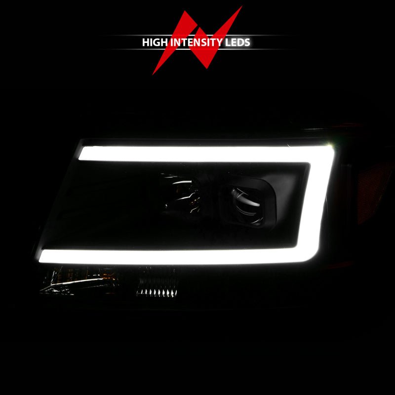 ANZO 2004 - 2008 Ford F - 150 Projector Headlights w/ Light Bar Black Housing - CPC Performance