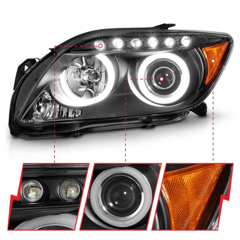ANZO 2005 - 2010 Scion Tc Projector Headlights w/ Halo Black (CCFL) - CPC Performance