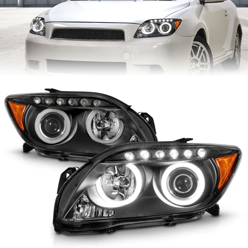 ANZO 2005 - 2010 Scion Tc Projector Headlights w/ Halo Black (CCFL) - CPC Performance