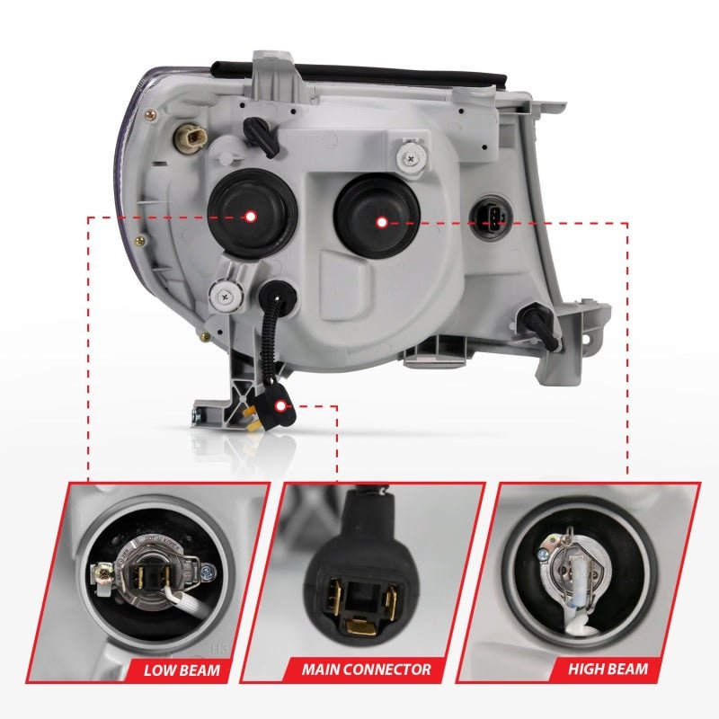 ANZO 2005 - 2011 Toyota Tacoma Projector Headlights w/ Halo Black - CPC Performance