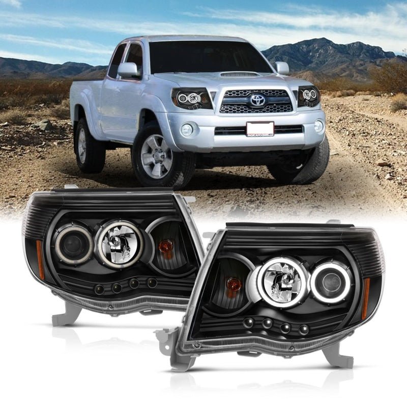 ANZO 2005 - 2011 Toyota Tacoma Projector Headlights w/ Halo Black - CPC Performance