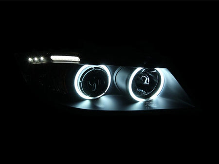 ANZO 2006 - 2008 BMW 3 Series E90 - E91 Projector Headlights w/ Halo w/ LED Bar Black (CCFL) - CPC Performance