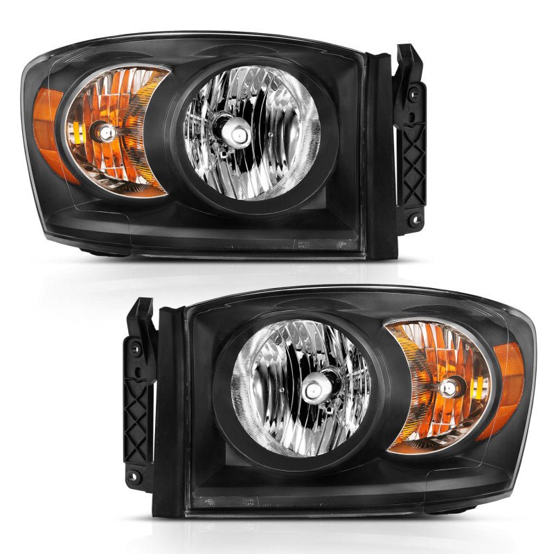 ANZO 2006 - 2009 Dodge Ram 1500 Crystal Headlight Black Amber - CPC Performance