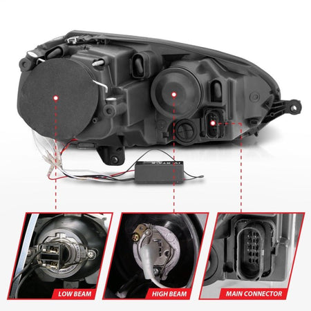 ANZO 2006 - 2009 Volkswagen Rabbit Projector Headlights w/ Halo Black (CCFL) - CPC Performance