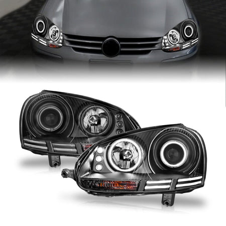 ANZO 2006 - 2009 Volkswagen Rabbit Projector Headlights w/ Halo Black (CCFL) - CPC Performance
