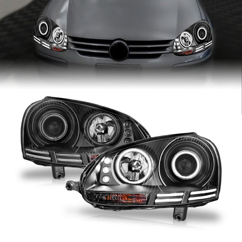 ANZO 2006 - 2009 Volkswagen Rabbit Projector Headlights w/ Halo Black (CCFL) - CPC Performance