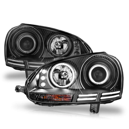 ANZO 2006 - 2009 Volkswagen Rabbit Projector Headlights w/ Halo Black (CCFL) - CPC Performance