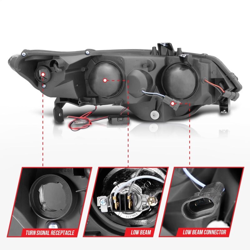 ANZO 2006 - 2011 Honda Civic Projector Headlights w/ Halo Black (CCFL) - CPC Performance
