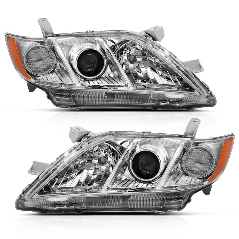 ANZO 2007 - 2009 Toyota Camry Projector Headlight Chrome Amber (OE Replacement) - CPC Performance