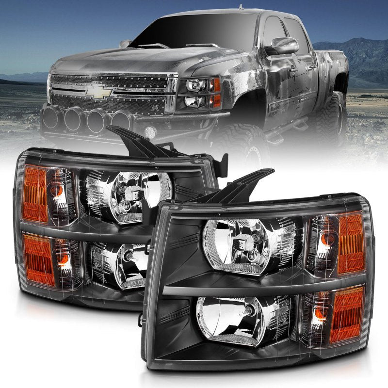 ANZO 2007 - 2013 Chevrolet Silverado Crystal Headlights Black - CPC Performance
