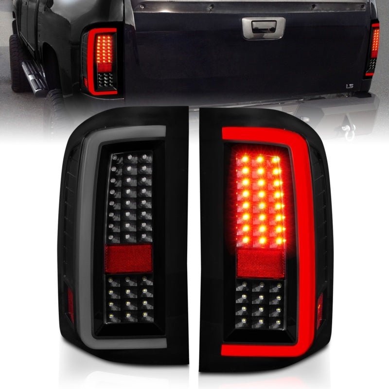 ANZO 2007 - 2013 Chevrolet Silverado1500/ 2500/ 3500 LED Tail Lights w/ Light Bar Black Housing Smoke - CPC Performance