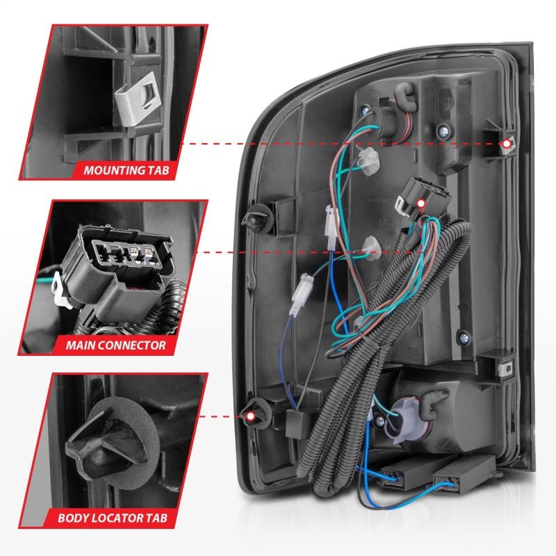 ANZO 2007 - 2013 Chevrolet Silverado1500/ 2500/ 3500 LED Tail Lights w/ Light Bar Black Housing Smoke - CPC Performance