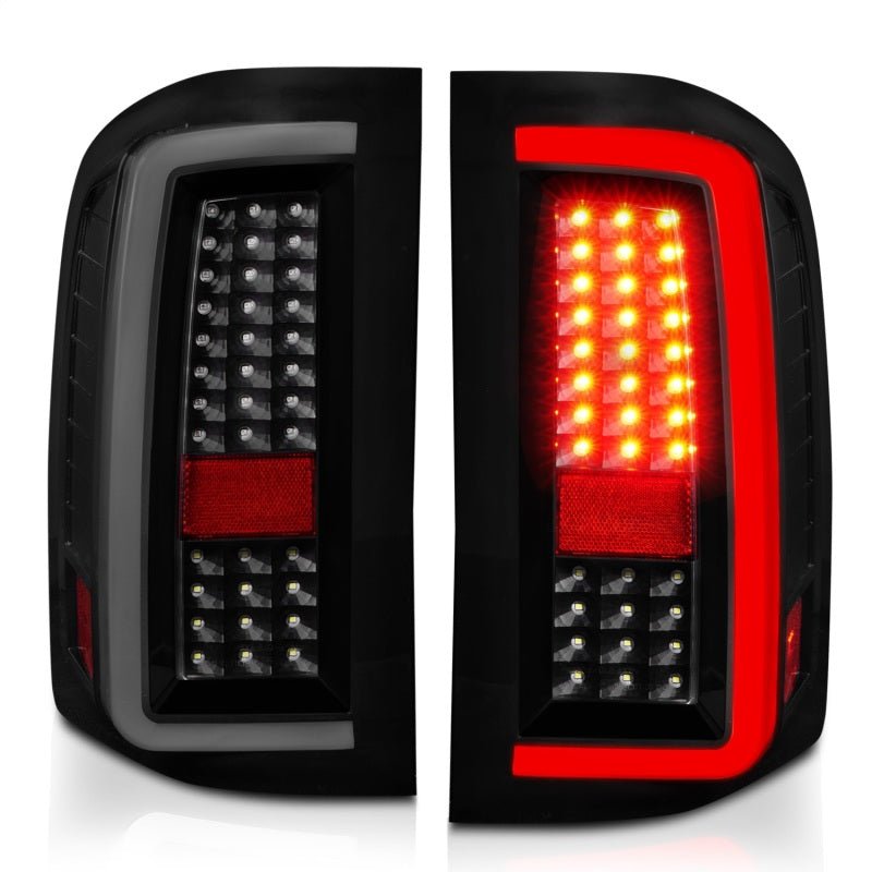 ANZO 2007 - 2013 Chevrolet Silverado1500/ 2500/ 3500 LED Tail Lights w/ Light Bar Black Housing Smoke - CPC Performance