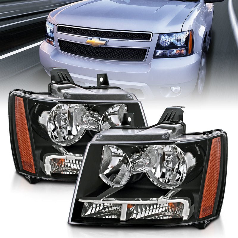 ANZO 2007 - 2014 Chevrolet Tahoe/Suburban Crystal Headlights Black - CPC Performance