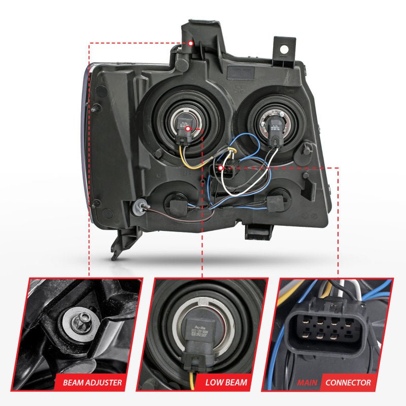 ANZO 2007 - 2014 Chevrolet Tahoe/Suburban Crystal Headlights Black - CPC Performance