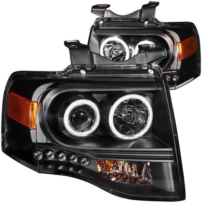 ANZO 2007 - 2014 Ford Expedition Projector Headlights w/ Halo Black - CPC Performance