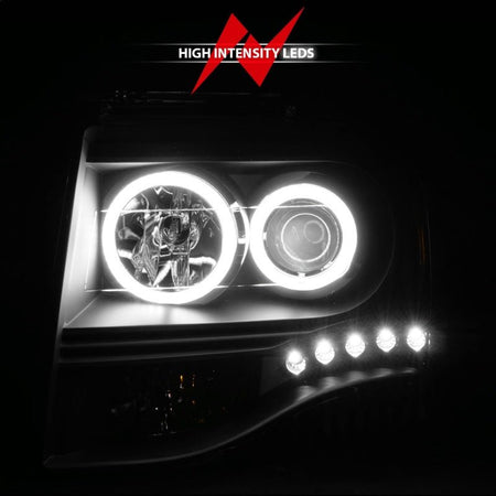 ANZO 2007 - 2014 Ford Expedition Projector Headlights w/ Halo Black - CPC Performance