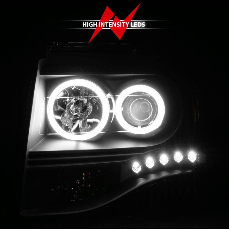 ANZO 2007 - 2014 Ford Expedition Projector Headlights w/ Halo Black - CPC Performance