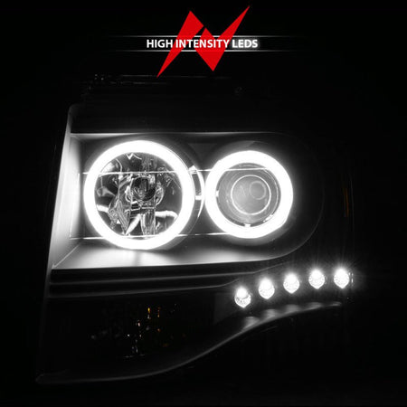 ANZO 2007 - 2014 Ford Expedition Projector Headlights w/ Halo Black - CPC Performance