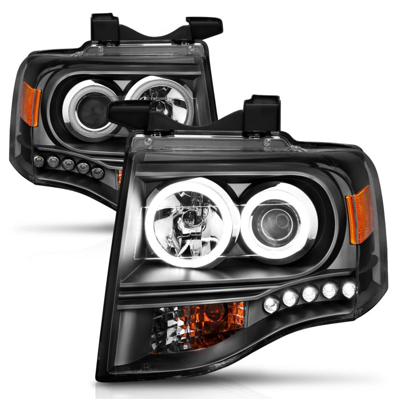 ANZO 2007 - 2014 Ford Expedition Projector Headlights w/ Halo Black - CPC Performance