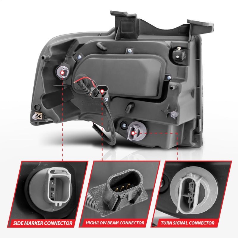 ANZO 2007 - 2014 Ford Expedition Projector Headlights w/ Halo Black - CPC Performance