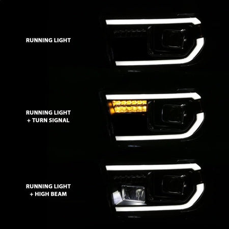 ANZO 2007 - 2014 Toyota Tundra Projector Light Bar H.L Black Amber(Led High Beam) (Halogen Version) - CPC Performance