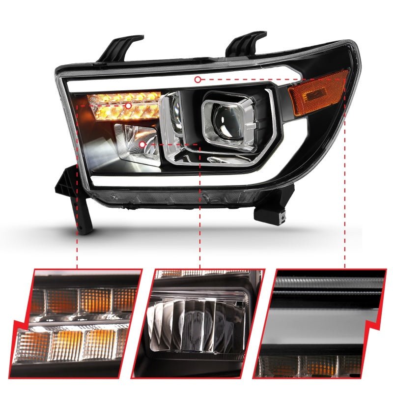 ANZO 2007 - 2014 Toyota Tundra Projector Light Bar H.L Black Amber(Led High Beam) (Halogen Version) - CPC Performance