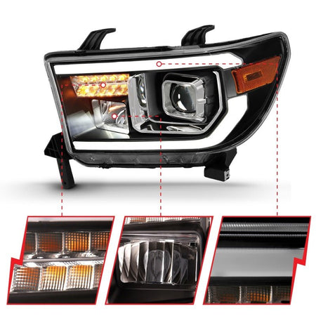 ANZO 2007 - 2014 Toyota Tundra Projector Light Bar H.L Black Amber(Led High Beam) (Halogen Version) - CPC Performance