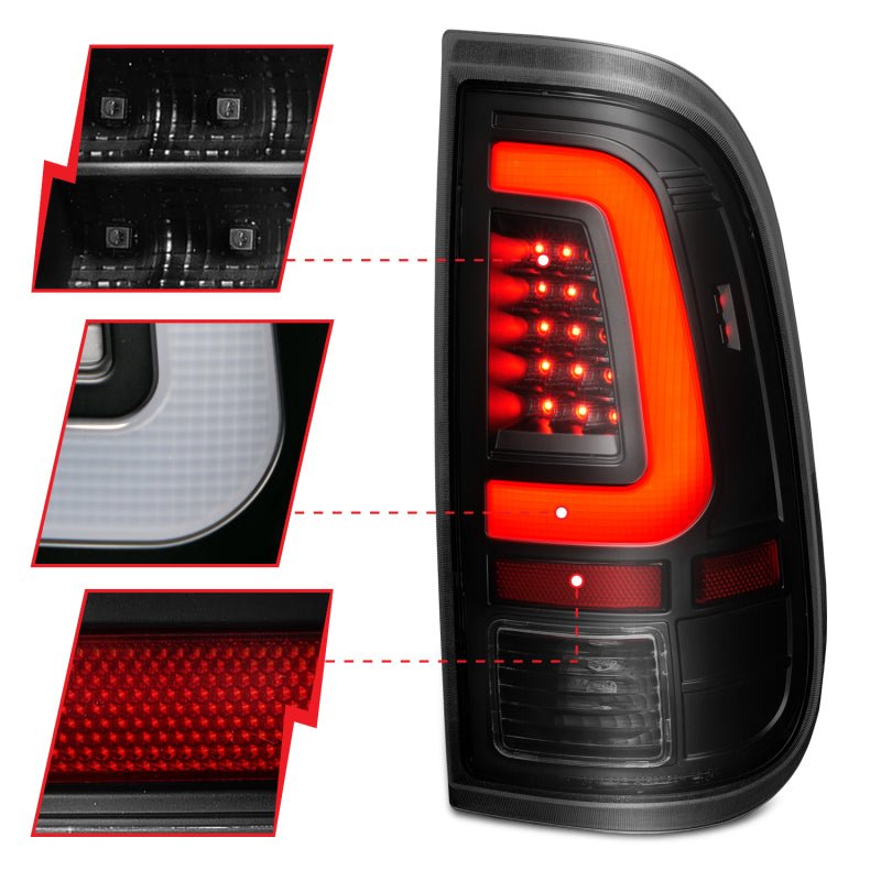 ANZO 2008 - 2016 Ford F - 250 LED Tail w/ Lights Bar Black Housing Smoke Lens - CPC Performance