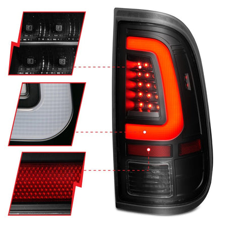 ANZO 2008 - 2016 Ford F - 250 LED Tail w/ Lights Bar Black Housing Smoke Lens - CPC Performance