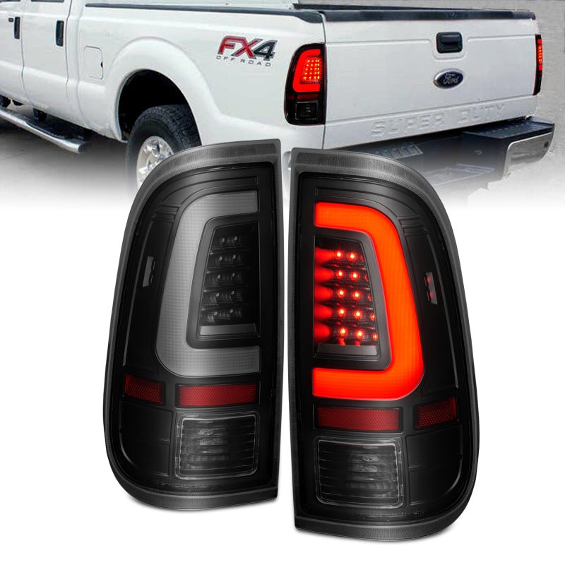 ANZO 2008 - 2016 Ford F - 250 LED Tail w/ Lights Bar Black Housing Smoke Lens - CPC Performance