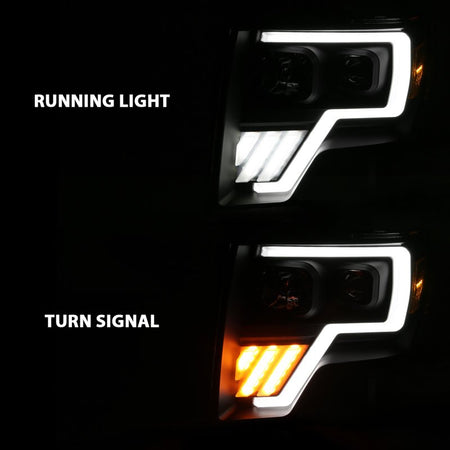 ANZO 2009 - 2013 Ford F - 150 Projector Light Bar G4 Switchback Headlights Black Amber - CPC Performance