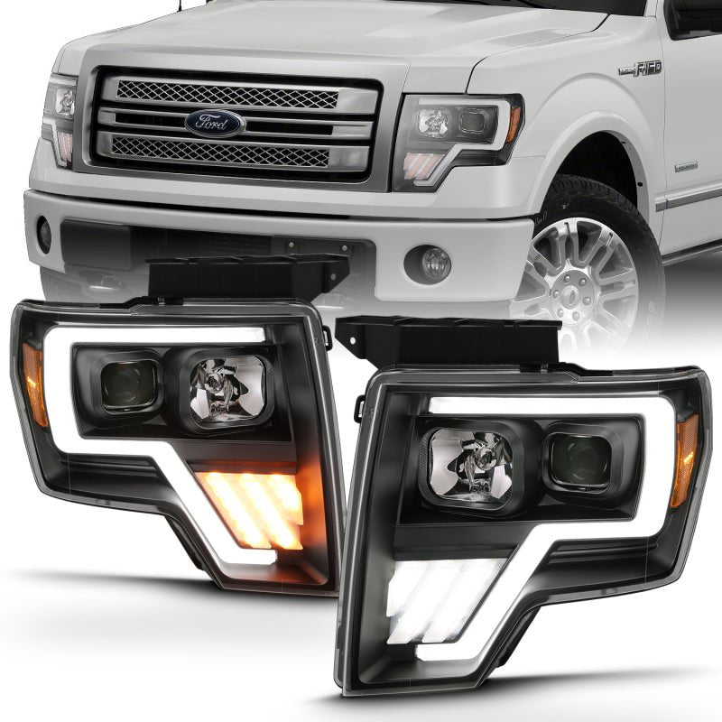 ANZO 2009 - 2013 Ford F - 150 Projector Light Bar G4 Switchback Headlights Black Amber - CPC Performance