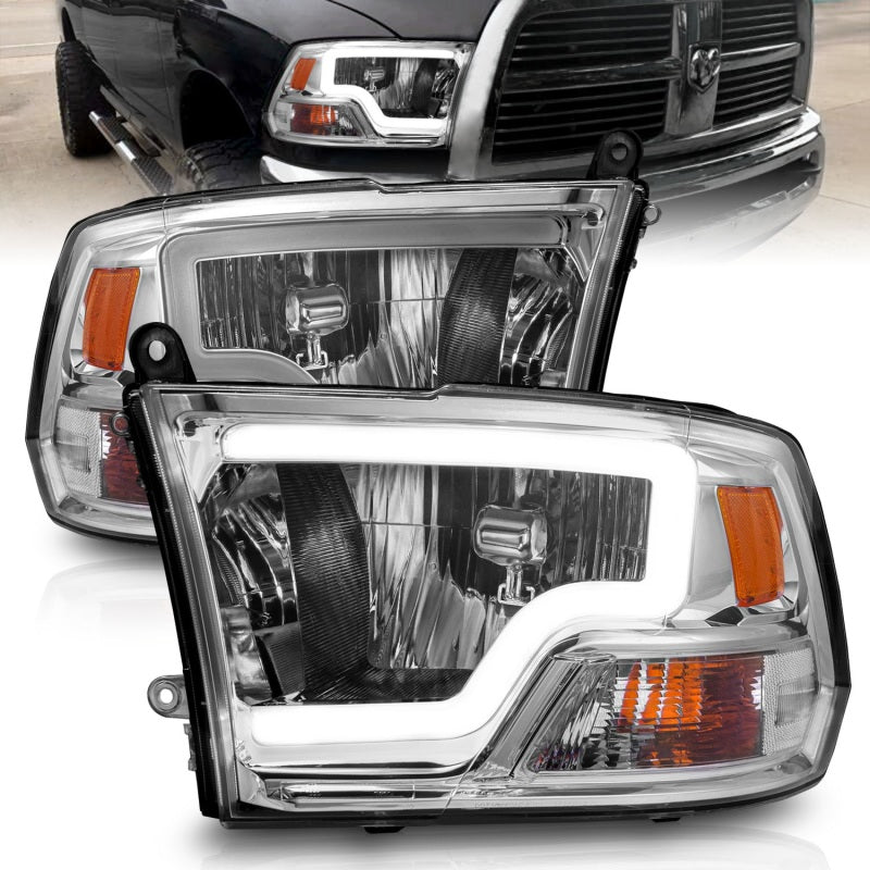 ANZO 2009 - 2018 Dodge Ram 1500/ 2500/ 3500 Crystal Headlights w/ Light Bar Chrome Housing - CPC Performance