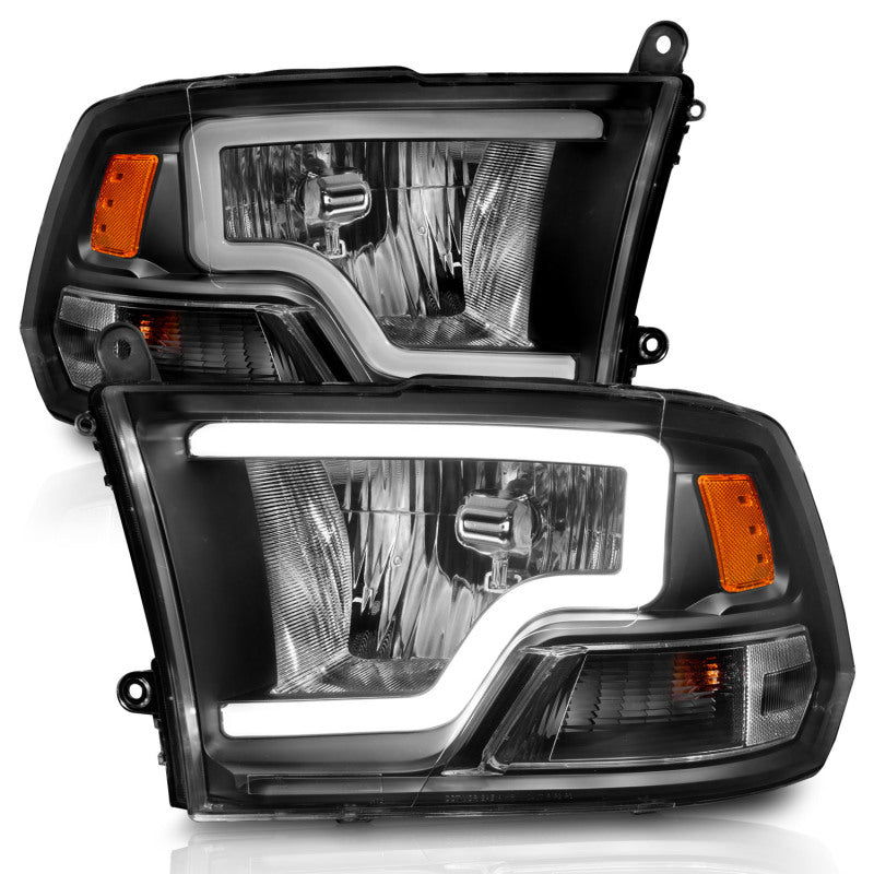 ANZO 2009 - 2018 Dodge Ram 1500 Crystal Headlights w/ Light Bar Black Housing - CPC Performance