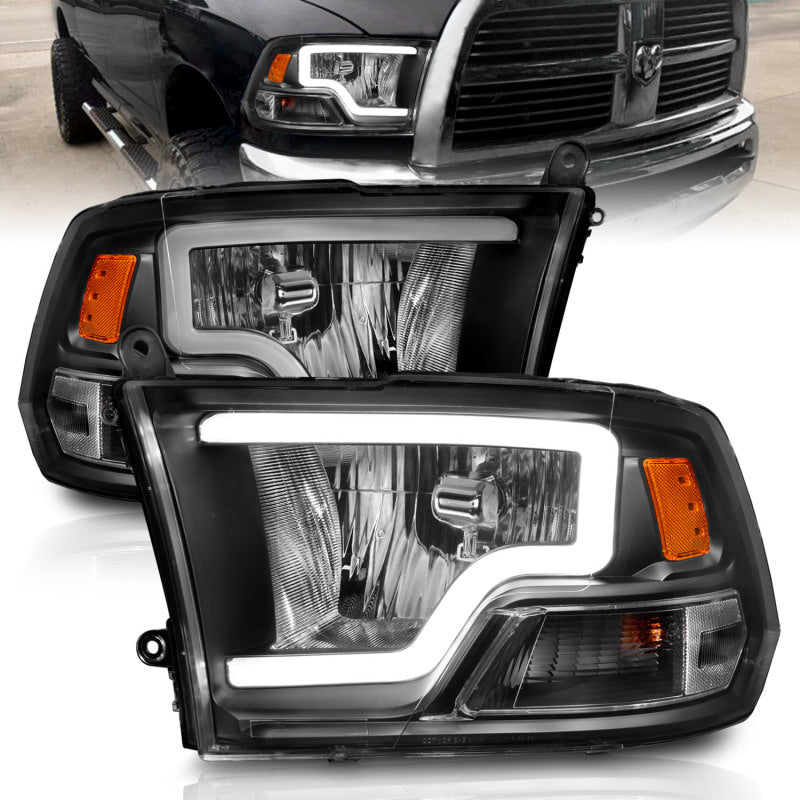 ANZO 2009 - 2018 Dodge Ram 1500 Crystal Headlights w/ Light Bar Black Housing - CPC Performance