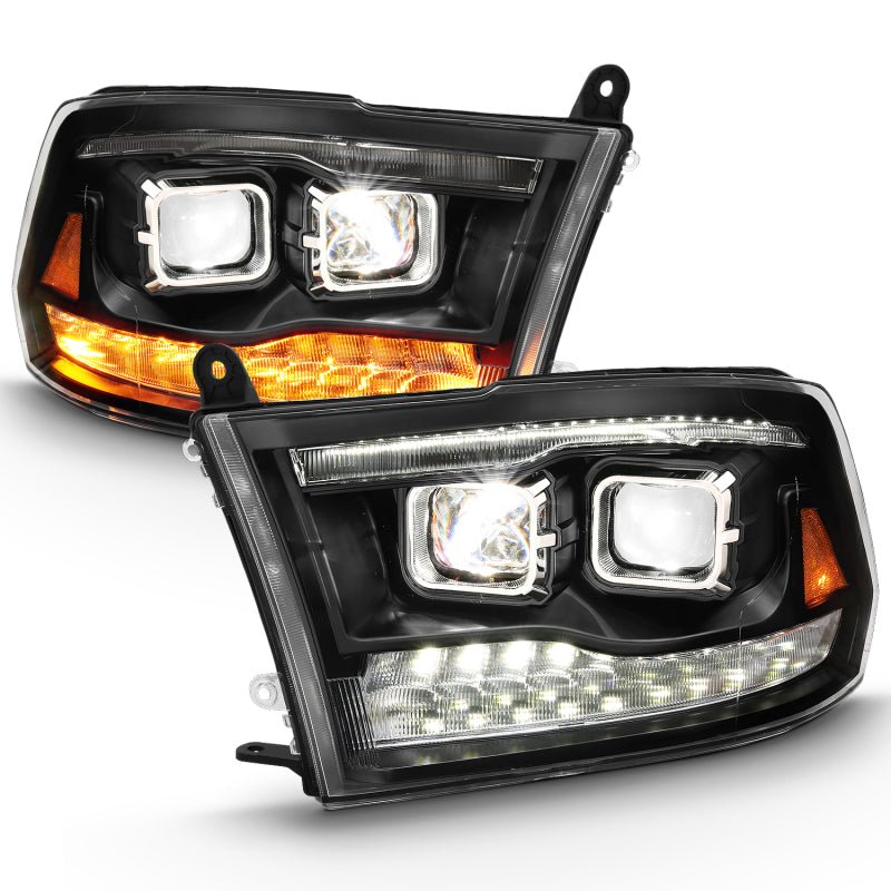ANZO 2009 - 2018 Dodge Ram 1500 Led Projector Plank Style Switchback H.L Halo Black Amber (OE Style) - CPC Performance