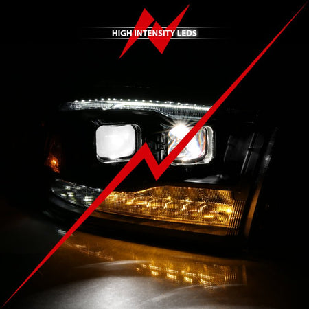 ANZO 2009 - 2018 Dodge Ram 1500 Led Projector Plank Style Switchback H.L Halo Black Amber (OE Style) - CPC Performance