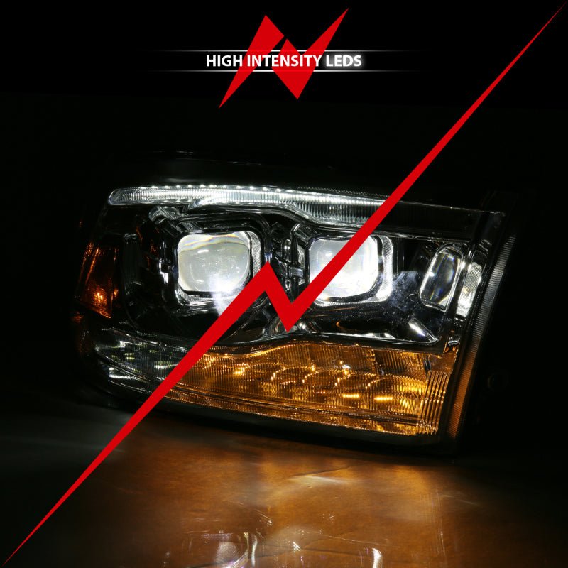 ANZO 2009 - 2018 Dodge Ram 1500 Led Projector Plank Style Switchback H.L Halo Chrome Amber (OE Style) - CPC Performance