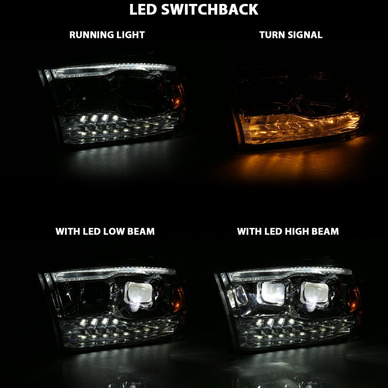 ANZO 2009 - 2018 Dodge Ram 1500 Led Projector Plank Style Switchback H.L Halo Chrome Amber (OE Style) - CPC Performance