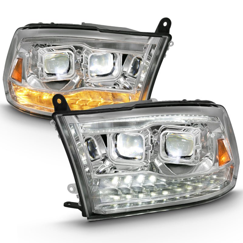 ANZO 2009 - 2018 Dodge Ram 1500 Led Projector Plank Style Switchback H.L Halo Chrome Amber (OE Style) - CPC Performance
