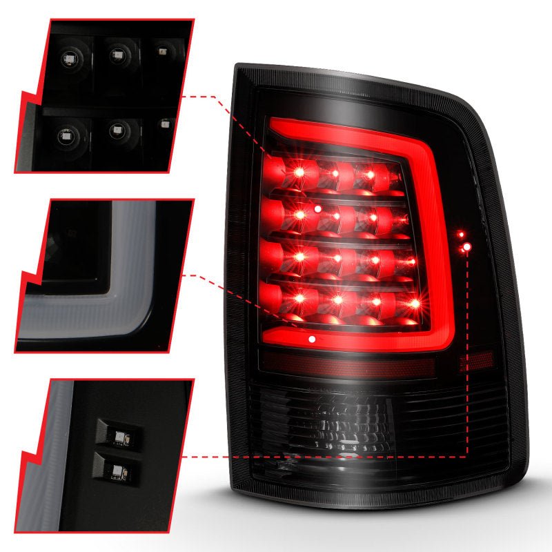 ANZO 2009 - 2018 Dodge Ram 1500 LED Taillight Plank Style Black w/Smoke Lens - CPC Performance