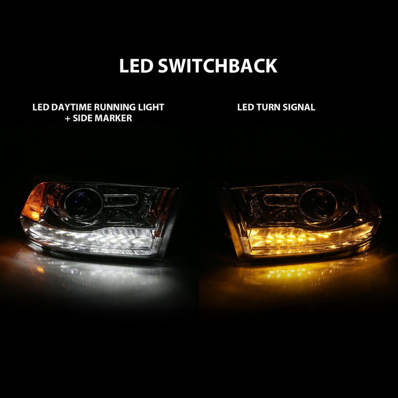 ANZO 2009 - 2018 Dodge Ram 1500 Projector Plank Style Switchback H.L Halo Chrome Amber (OE Style) - CPC Performance