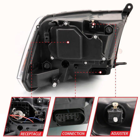 ANZO 2009 - 2018 Dodge Ram 1500 Projector Plank Style Switchback H.L Halo Chrome Amber (OE Style) - CPC Performance