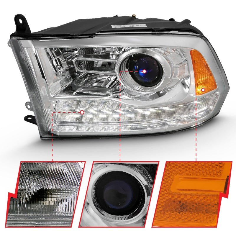 ANZO 2009 - 2018 Dodge Ram 1500 Projector Plank Style Switchback H.L Halo Chrome Amber (OE Style) - CPC Performance