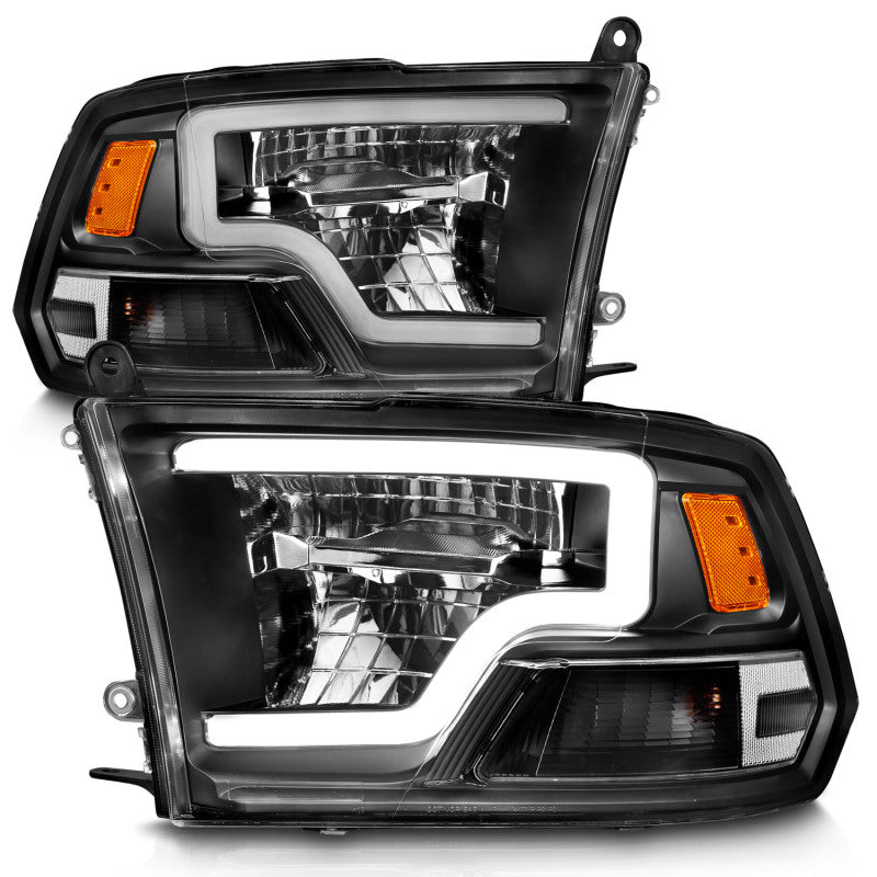 ANZO 2009 - 2020 Dodge Ram 1500 Full LED Square Projector Headlights w/ Chrome Housing Black Amber - CPC Performance